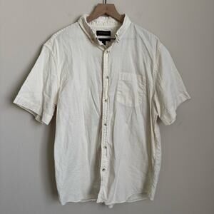 Banana Republic Mens 100% Cotton Cream Shirt Button Up Top Size Large Slim Fit